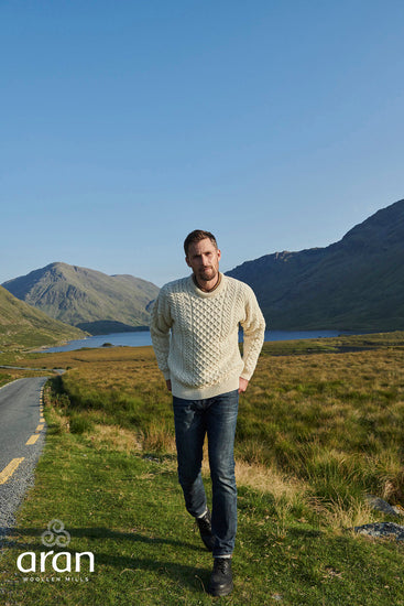 Mens Merino Wool Crew Neck Sweater by Aran Mills - 5 Colours