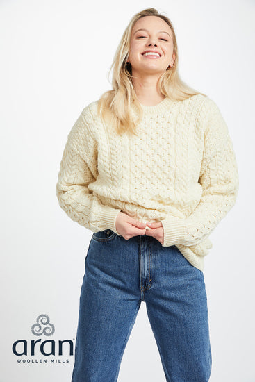 Unisex Worsted Wool Crew Neck Jumper by Aran Mills - 3 Colours