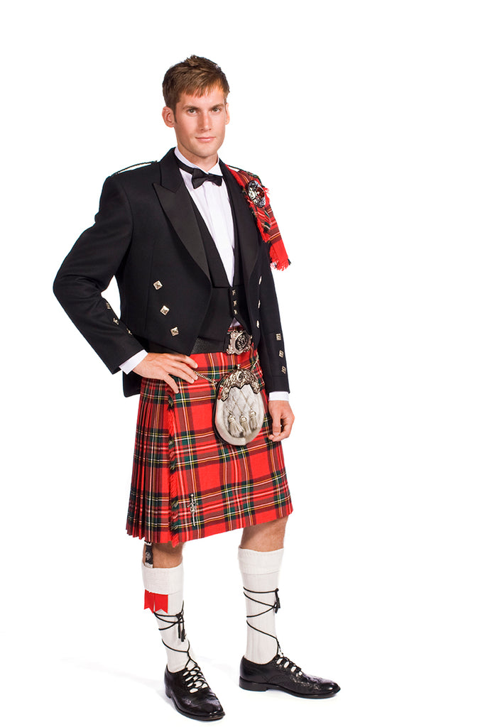 scottish dress The Clansman Prince Charlie Jacket Full Dress Clan Crested Heavyweight Kilt Outfit