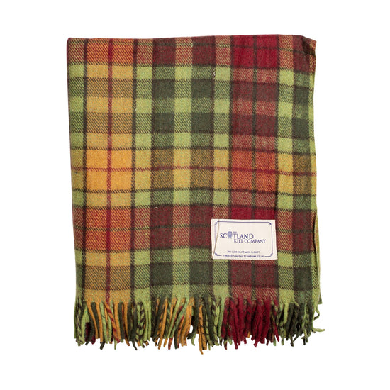 Wool Tartan King Size Blanket 69'' x 98'' - Buchanan Autumn