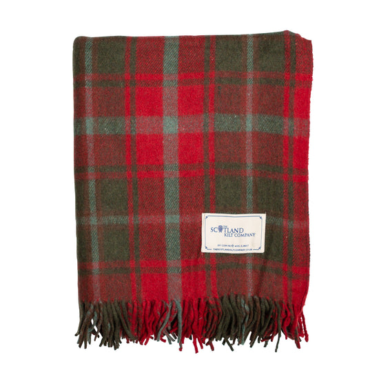 Wool Tartan King Size Blanket 69'' x 98'' - Dark Maple