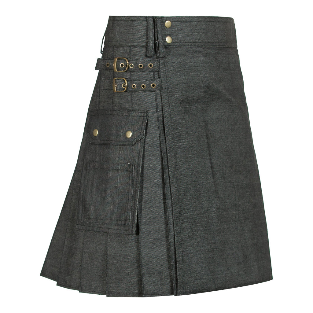denim kilt dress Elegant Relaxed Black Denim Kilt Sophisticated, Comfortable, and Dur American kilt crafts