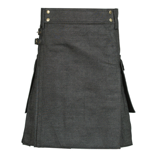 Black Denim Utility Kilt