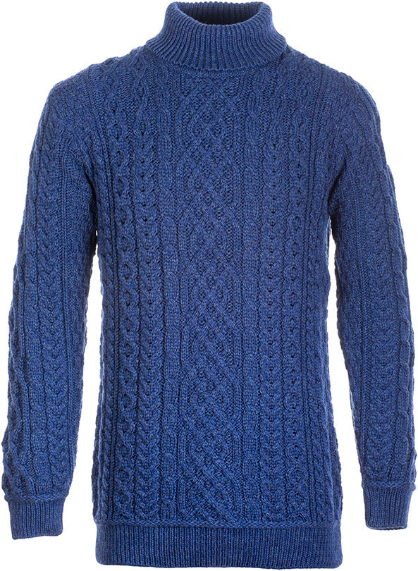 Aran Woollen Mills Women's Supersoft Merino Wool Cowl Neck Sweater - Traditional Irish Cable Knit, Cream
