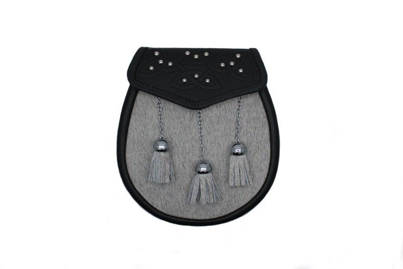 Scottish Made - Semi Dress 14 Stud Sporran - Grey Calfskin