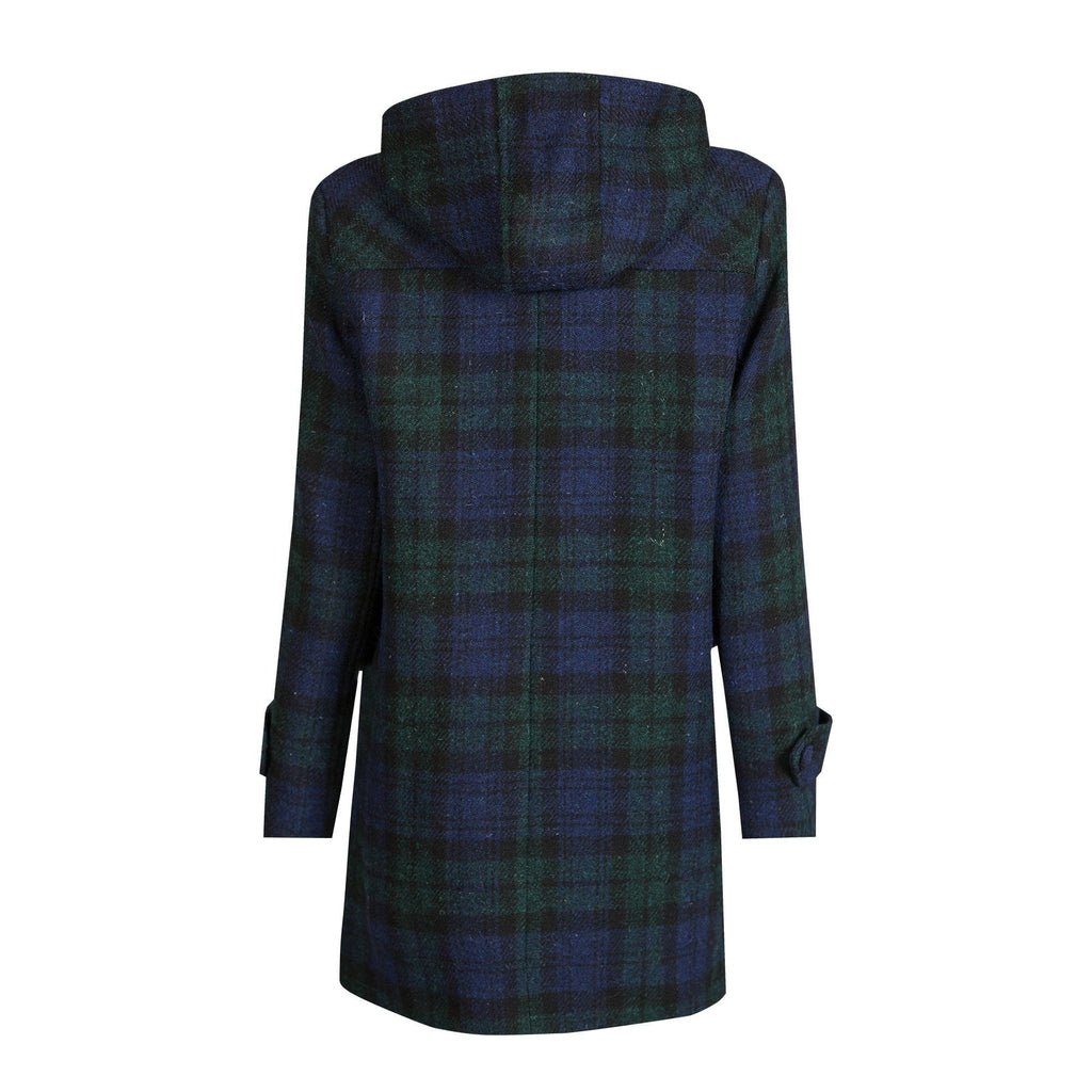 Ladies Harris Tweed Duffle Coat in Black Watch Scotland Kilt Co US