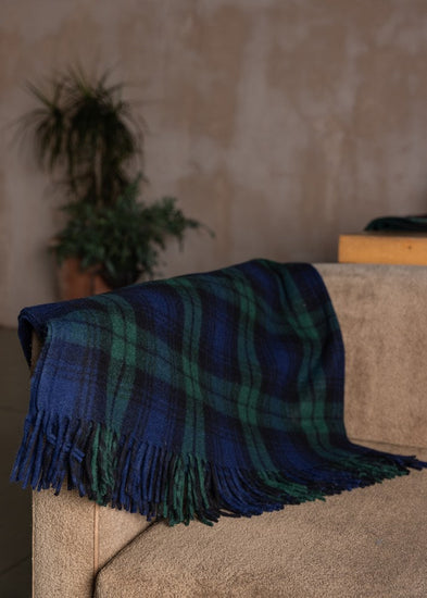 Wool Tartan Blanket - 60'' x 70'' - Black Watch