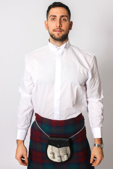 Wing Collar Formal Dress Shirt - Button Cuff - White