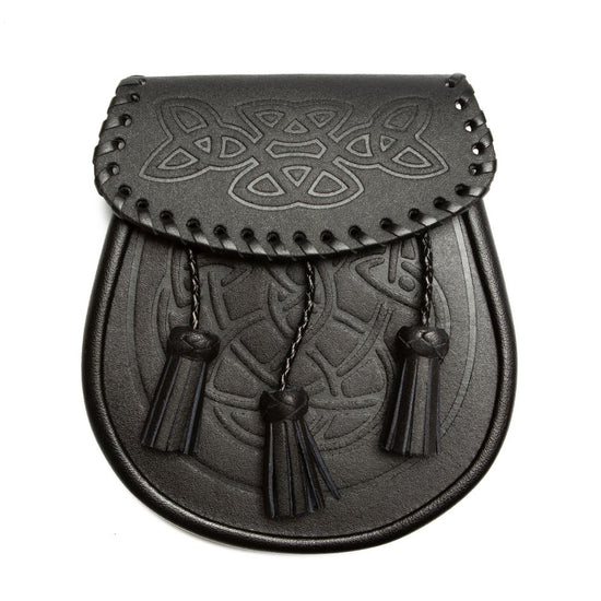 Black Celtic Embossed Leather Sporran