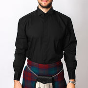 Wing Collar Formal Dress Shirt - Button Cuff - Black