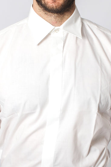 Standard Collar Formal Dress Shirt - Button Cuff - White