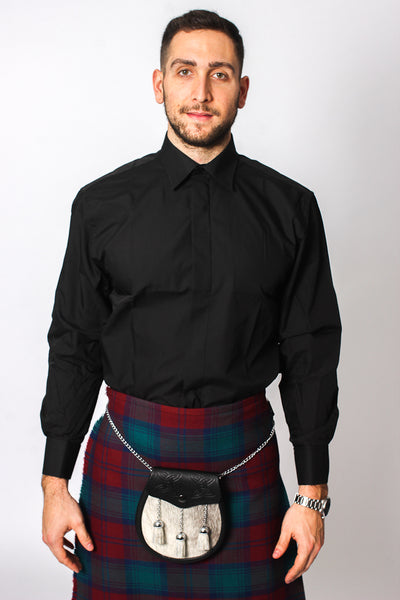Standard Collar Formal Dress Shirt - Button Cuff - Black