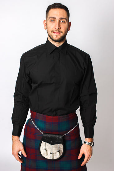 Standard Collar Formal Dress Shirt - Button Cuff - Black