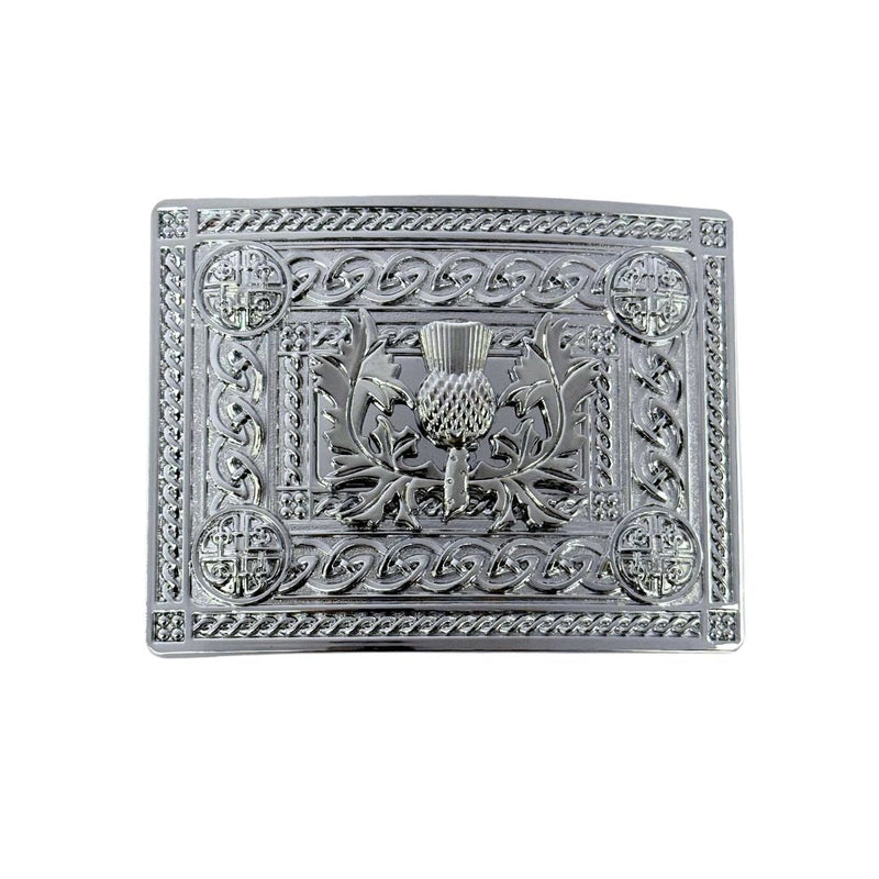 Celtic Knot Belt Buckle - Intricate Thistle - Chrome Finish