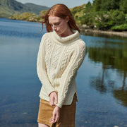 Ladies Merino Wool Roll Neck Sweater by Aran Mills - 2 Colours