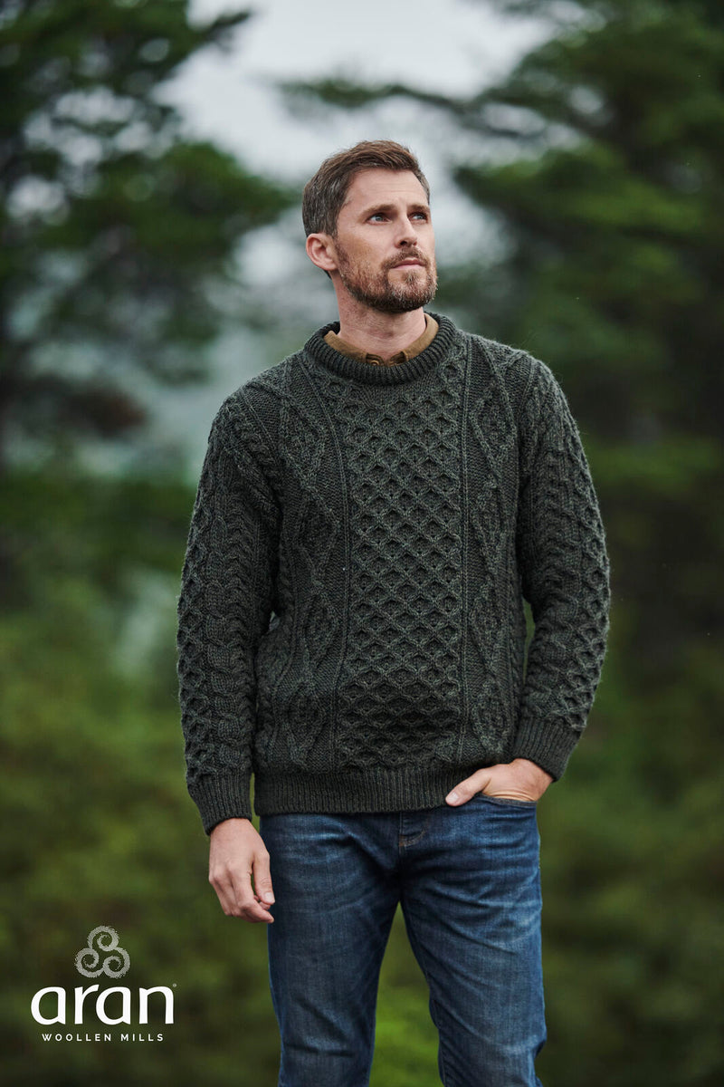 Mens Worsted Wool Sweater by Aran Mills - 2 Colours