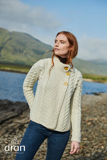 Louisburgh Ladies Cable Cardigan By Aran Mills