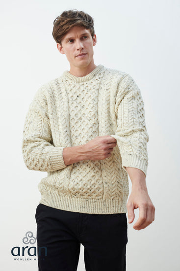 Men's Worsted Wool Crew Neck Jumper by Aran Mills - 2 Colours