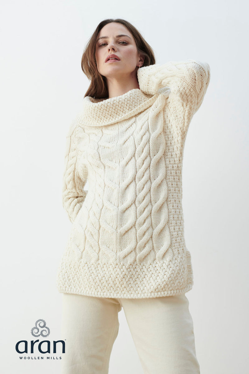 Women's Supersoft Merino Wool Cowl Neck Sweater by Aran Mills - 3 Colours