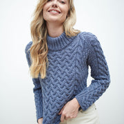 Women's Merino Wool Shaped Crew Neck Sweater by Aran Mills