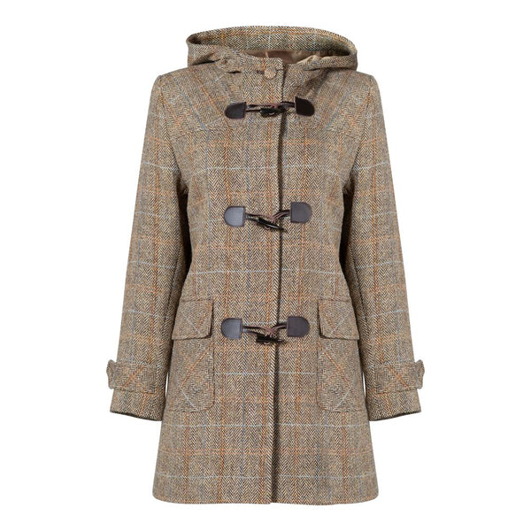 Ladies Harris Tweed Duffle Coat - Brown Herringbone (Size 10 remaining)