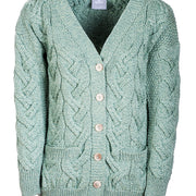 Women's Supersoft Merino Wool Chunky V-Neck Cable Cardigan by Aran Mills