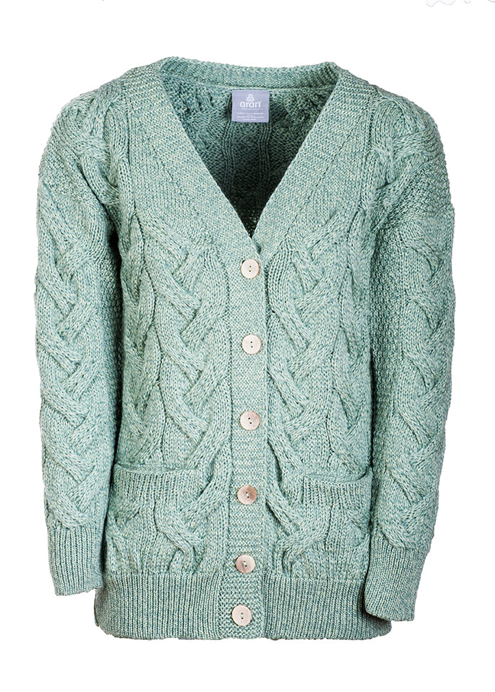 Women's Supersoft Merino Wool Chunky V-Neck Cable Cardigan by Aran Mills