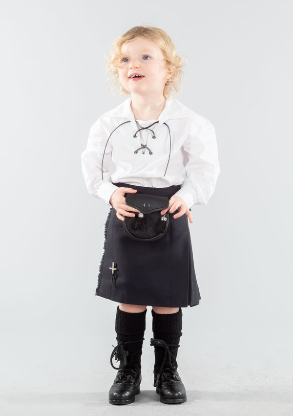 Plain Black Polyviscose Kids Kilt