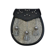 Scottish Made - Semi Dress 14 Stud Sporran - Grey Calfskin