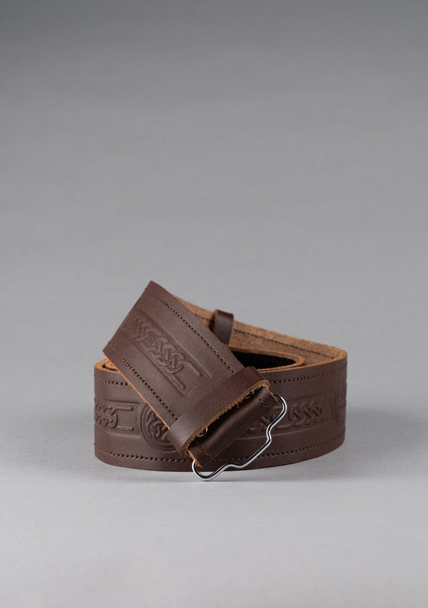 Kids Celtic Leather Kilt Belt - Brown