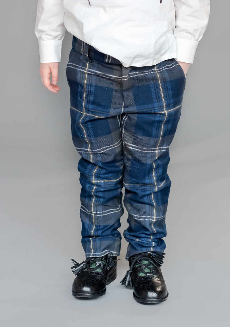 Kids Polyviscose Trews - Persevere Moss Navy Tartan