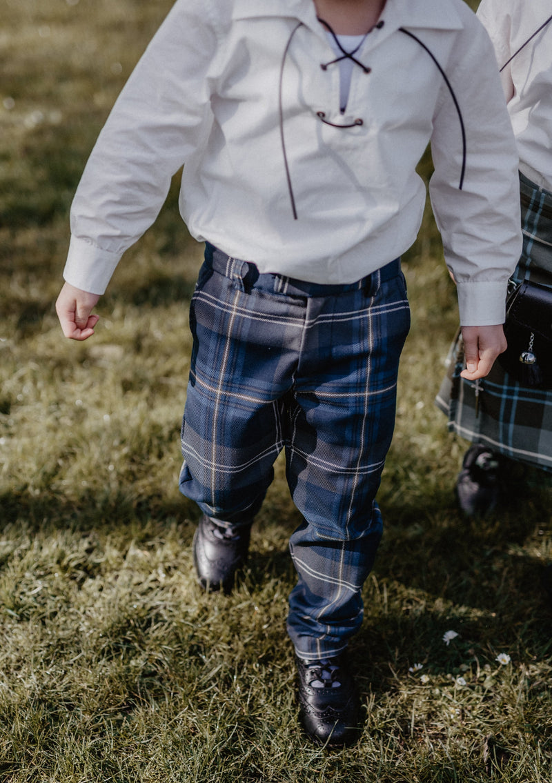 Kids Polyviscose Trews - Persevere Moss Navy Tartan