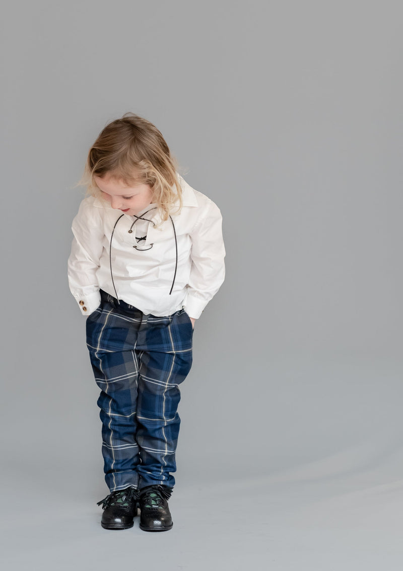 Kids Polyviscose Trews - Persevere Moss Navy Tartan