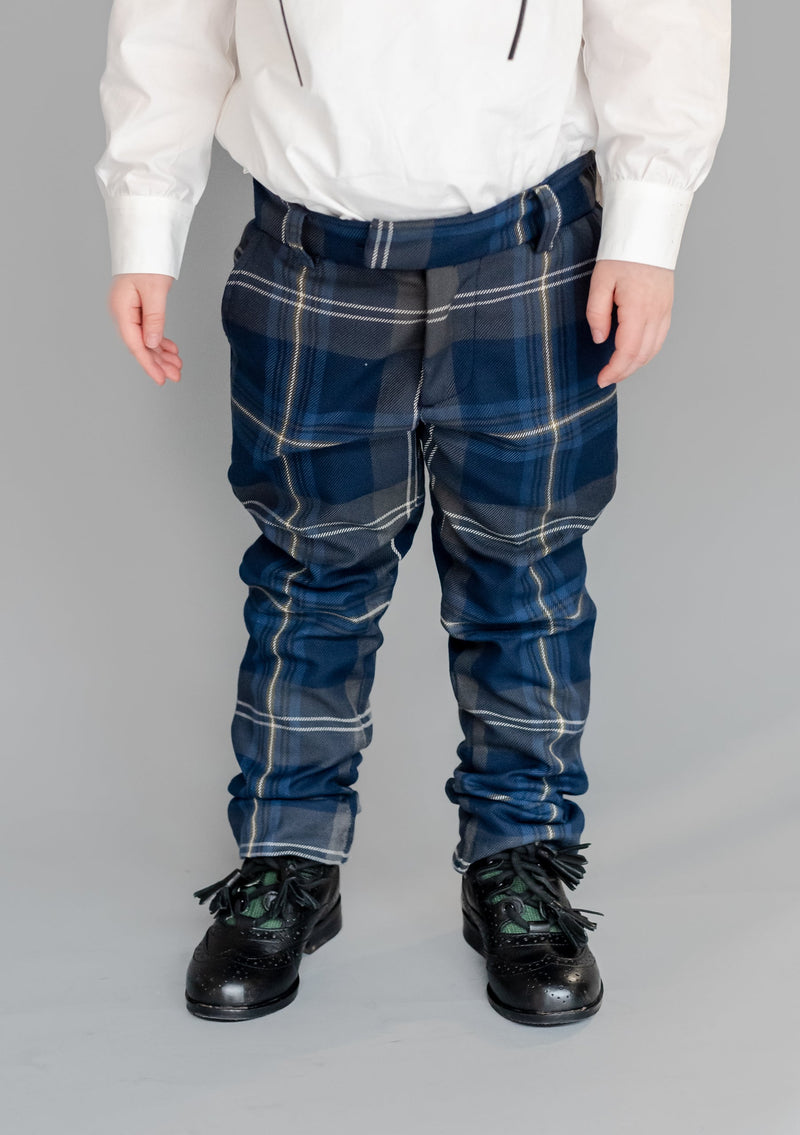 Kids Polyviscose Trews - Persevere Moss Navy Tartan