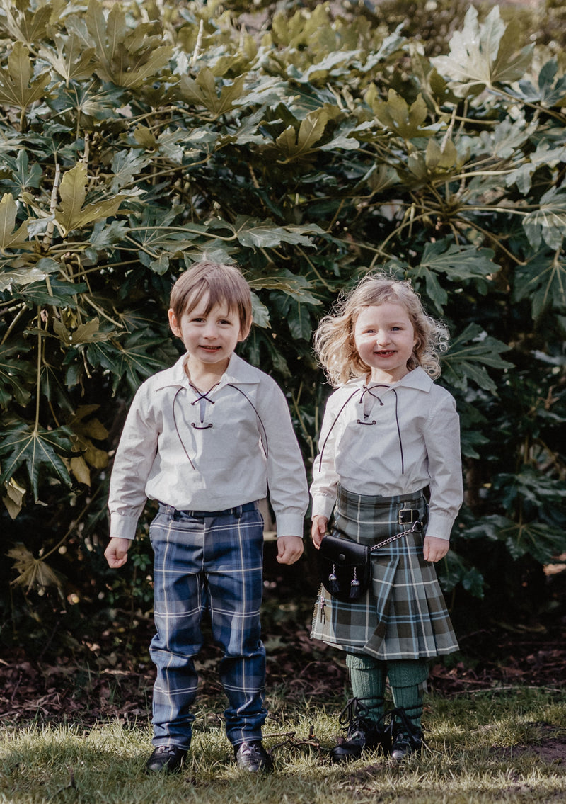 Kids Polyviscose Trews - Persevere Moss Navy Tartan