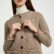 Ladies Donegal Tweed Wool Cardigan by Aran Mills - Oatmeal