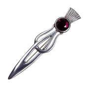 Modern Thistle Design Kilt Pin with Stone Top - Polished