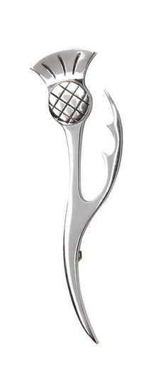 Thistle and Leaf Pewter Kilt Pin - Polished