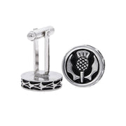 Thistle Pewter Enamel Cufflinks - Chrome Finish