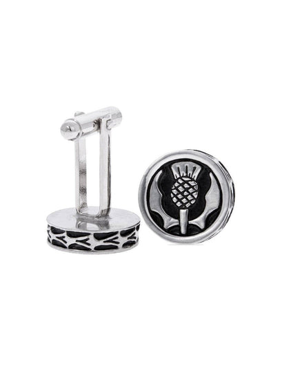 Thistle Pewter Enamel Cufflinks - Chrome Finish