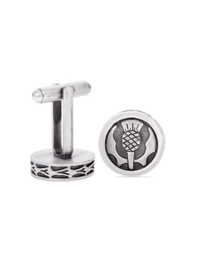Handmade Scottish Thistle Engraved Cufflinks For Men – Black Acrylic – Perfect For Weddings