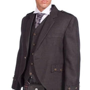 Tweed Argyle Jacket with 5 Button Vest - Charcoal - Instock