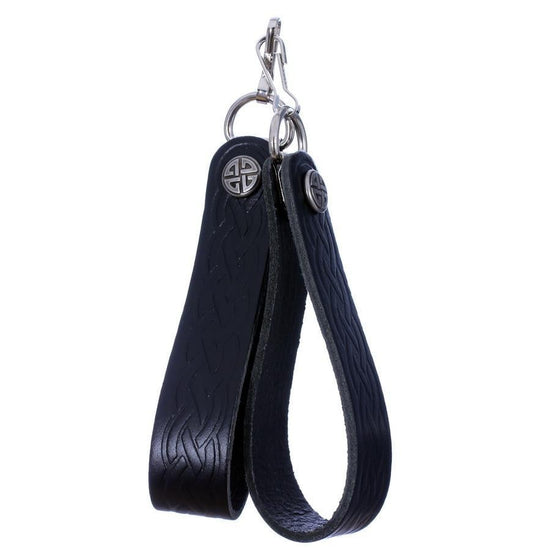 Black Leather Sporran Suspender - Link Design