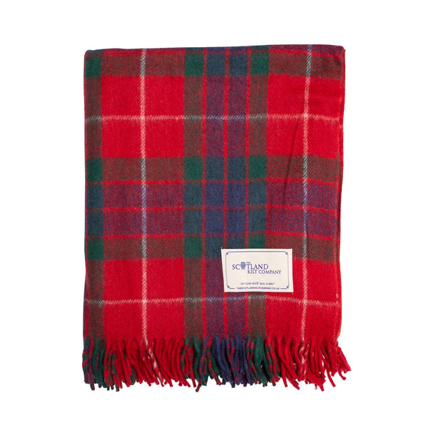Wool Tartan Blanket - 60'' x 70'' - Fraser Red