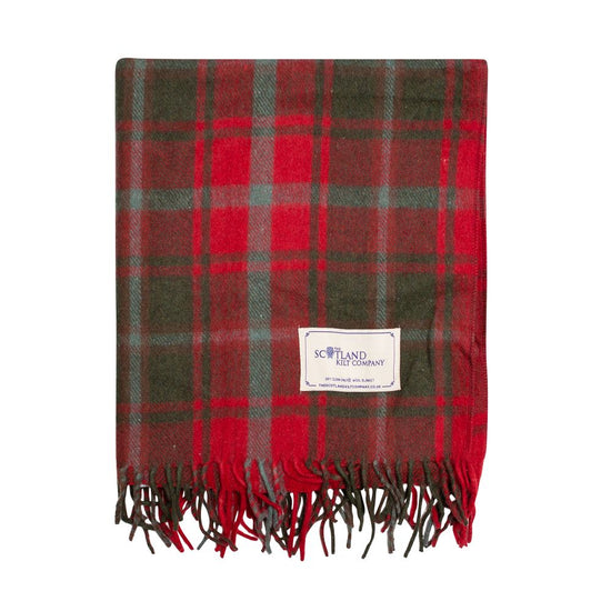 Wool Tartan Lap Blanket 29'' x 70'' - Dark Maple