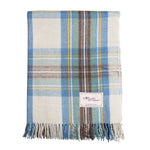 Wool Tartan King Size Blanket 69'' x 98'' - Stewart Muted Blue