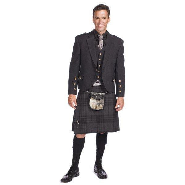 Charcoal Tweed Crail Jacket Kilt Outfit Scotland Kilt Co US