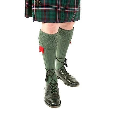 Merino Wool Lewis Celtic Cable Kilt Hose - Cream