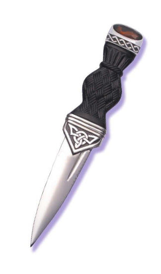 Polished Pewter Celtic Sgian Dubh with Stone Hilt