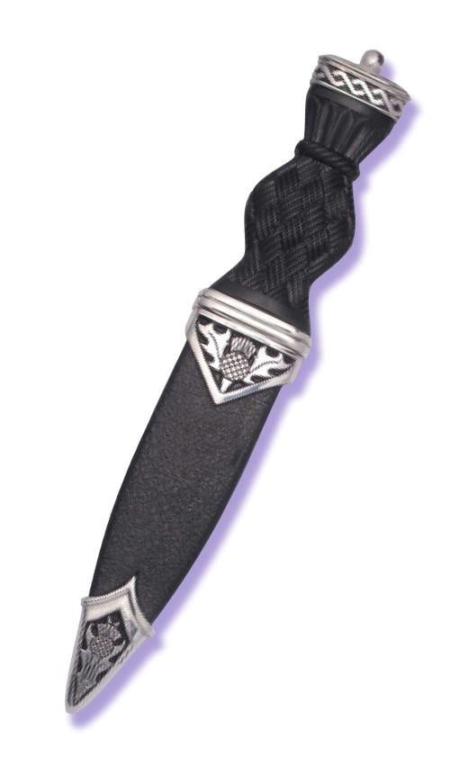 Polished Pewter Thistle Pip Top Sgian Dubh